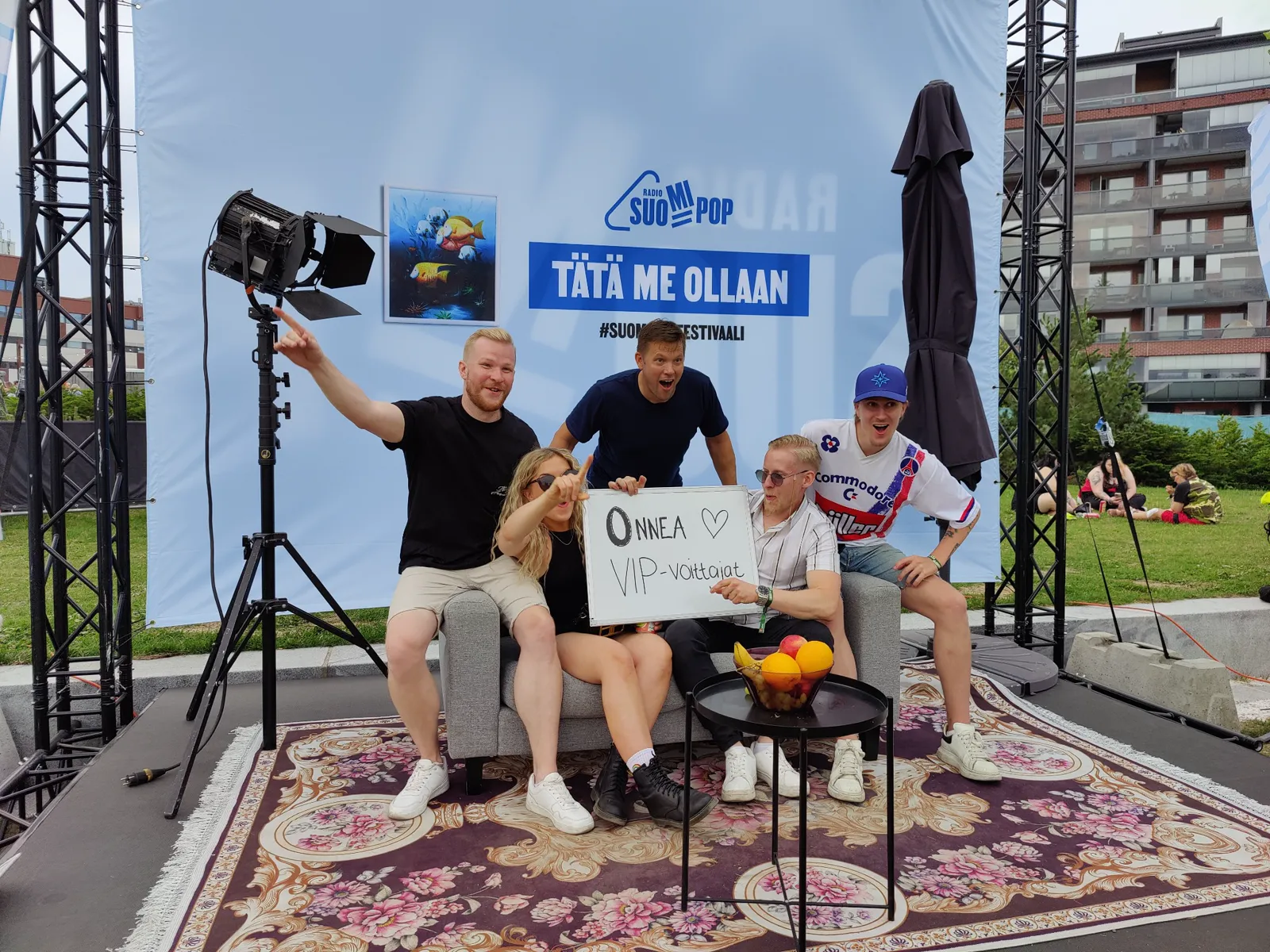 Festival attendees at the photo booth