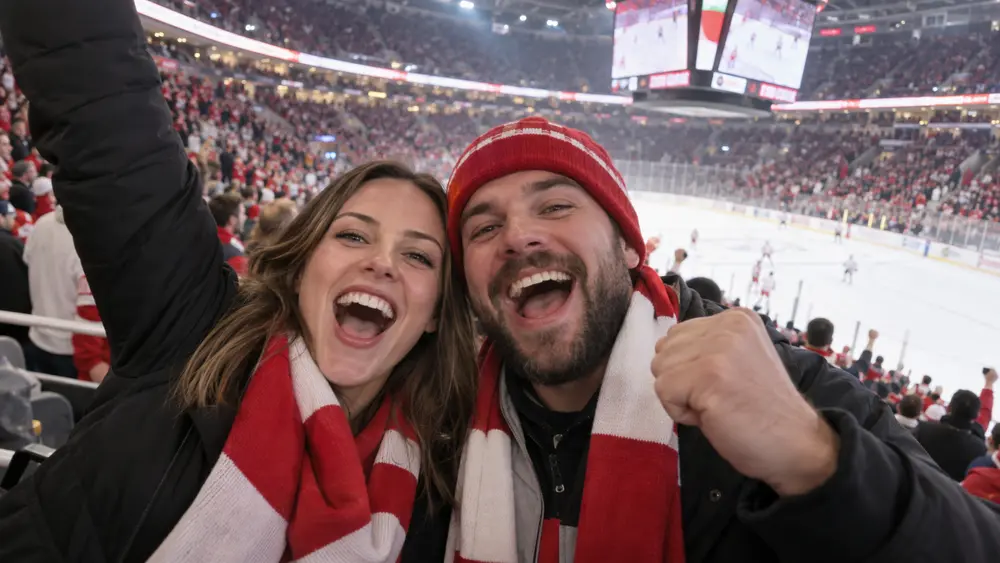 Illustrative fan selfie at a game