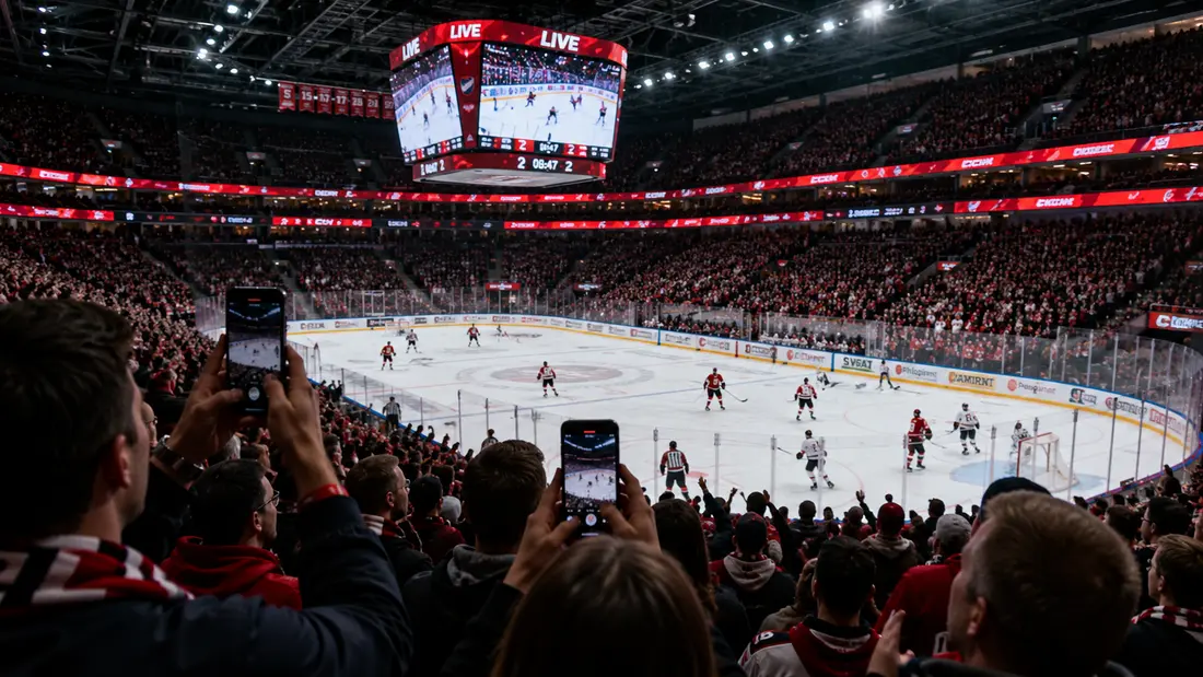 HIFK fans and the arena screen