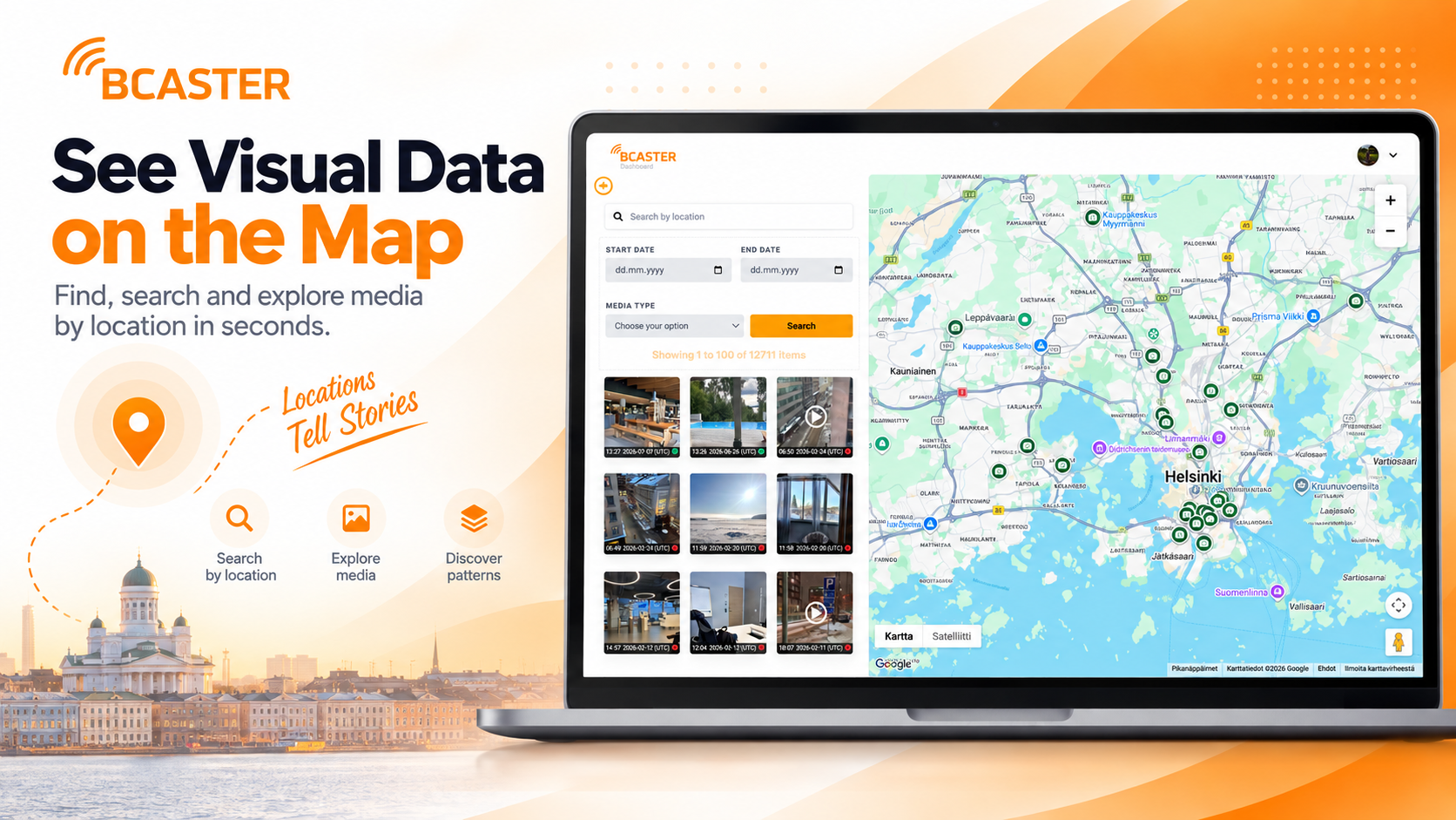 BCaster visual data displayed on a map