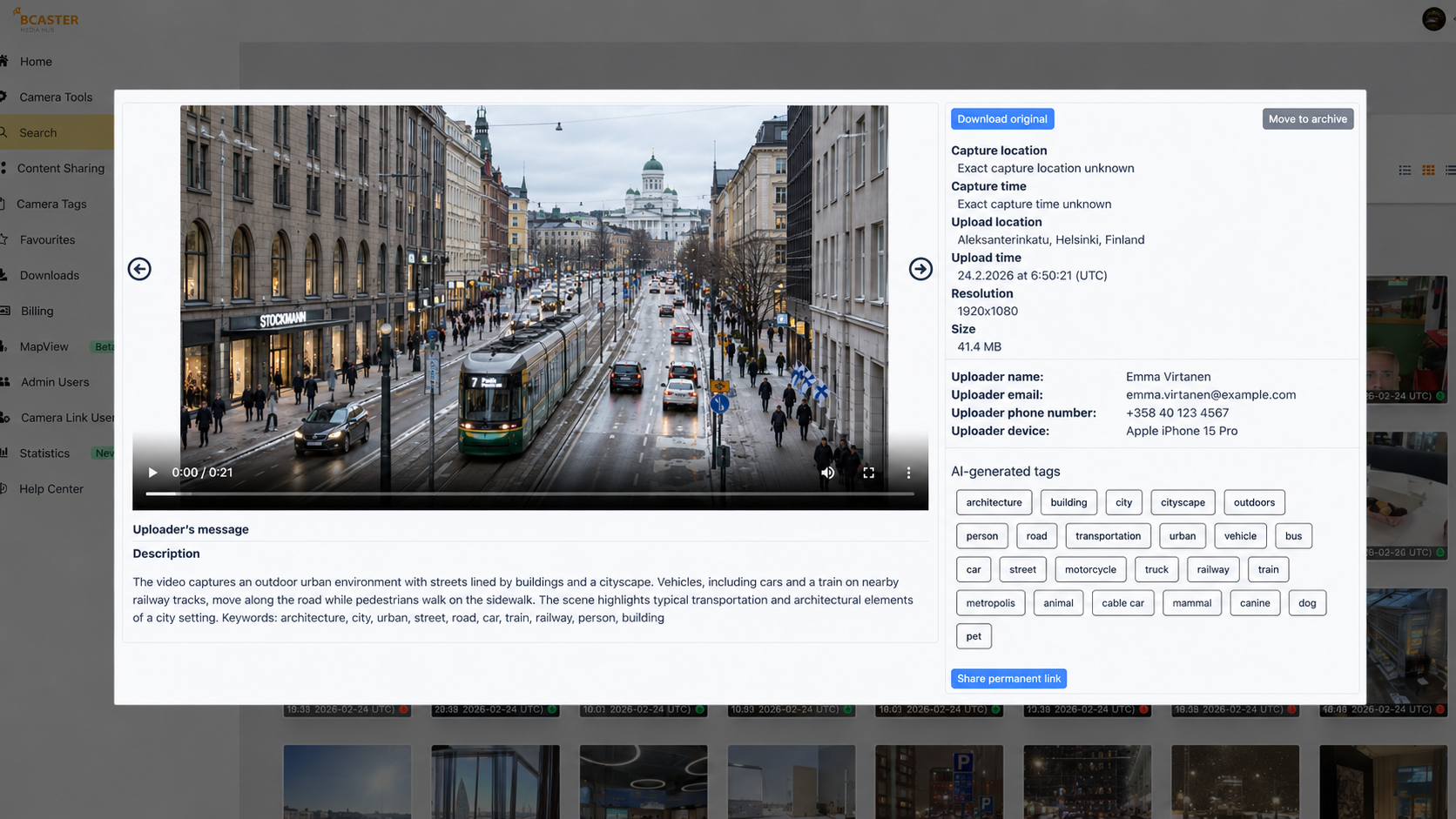 BCaster map-based visual data search